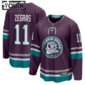 Børn NHL Anaheim Ducks Trøje 30th Anniversary Replica Trevor Zegras 2023-24 Lilla Tredje